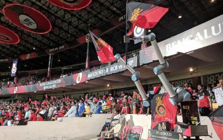 Image Showing The Collaborative Robot Raising The Team Flags and Cheering Like Audience.